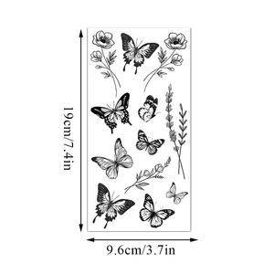 1 hoja de tatuaje temporal <span class=keywords><strong>para</strong></span> adultos, flor negra, mariposa y diseño de plantas silvestres <span class=keywords><strong>para</strong></span> arte corporal y decoración facial <span class=keywords><strong>para</strong></span> hombres y mujeres - Product Image 5