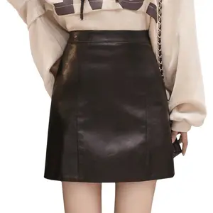 Wholesale 2024 Autumn/Winter New High Waist PU Leather Skirt Women's Fashion Versatile A-line Wrap Hip Short Skirt Women