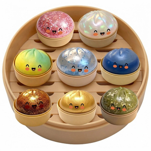 Big Silicone Simulated Steamer Bun Squishy Dumpling Face Glitter Expression Fast Rebound Anti-stress Fidget Toy 8cm <b>Boys</b> 14 - Product Image 4