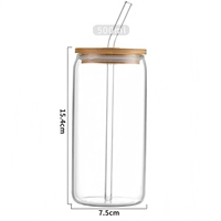 Premium 500ml hittebestendige klassieke glazen tumblers met deksels en rietjes voor ijskoffie, cocktails, bier, whisky, frisdrank (6 stuks)