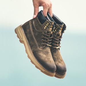 Botas de Media Pantorrilla para Hombre, Estilo Martin, Punta Redonda, Tacón Plano, Forro de Piel de Cerdo, Suela de Goma, Botas de Trabajo Aislantes - Product Image 3