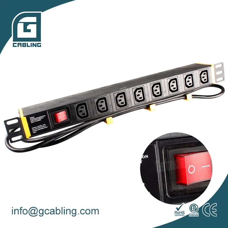 Gcabling IEC C13 1U 19" PDU 8way port rack mount PDU meaning networking 10A power distribution unit 1.8M cable for PDU catalog