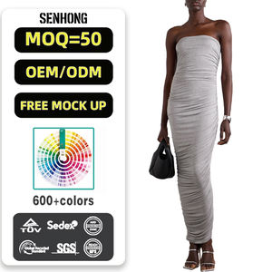 Vestido <span class=keywords><strong>de</strong></span> Noche <span class=keywords><strong>de</strong></span> Lujo para Fiesta Formal o <span class=keywords><strong>Boda</strong></span>, Vestido Sexy Ajustado sin Tirantes para Mujer, Verano, Cintura Alta, Hombros Descubiertos, Fruncido - Product Image 1