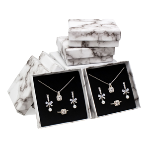 Luxury Marble Pattern Jewellery Storage <b>Box</b> Square Hard Cardboard Jewelry Set <b>Box</b> for Pendant <b>Earrings</b> Ring Gift Packing - Product Image 1
