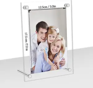 Cornice 5x7 cornici per foto in acrilico trasparente a doppia faccia cornice per foto in plastica acrilica per Display da tavolo da tavolo per montaggio a parete