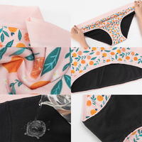 Taille haute 4 couches Culotte sous-vêtement menstruel sans odeur sanitaire Absorption d'incontinence Sexy tricoté Hipster solide teint uni