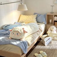 Adorable Coussin Long en Peluche Mouton Allaitant Allongé, Rembourré en Coton PP, 100 cm, pour Dormir sur le Côté, Poupée à Câliner pour les Pieds, Jouet de Nuit