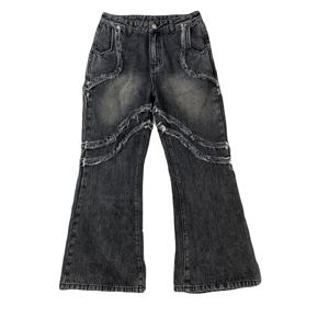 DENIMGUYS Vente <span class=keywords><strong>en</strong></span> gros Vêtements pour hommes Patch effiloché personnalisé Hip Hop Hommes Vintage Lavage Y2k Distressing Denim Jeans Pantalon Hommes - Product Image 1