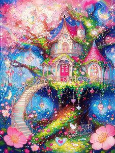 Elf Magic House Kits de peinture diamant DIY de haute qualité, personnalisés et faits main, avec diamants carrés en résine, motif paysage - Product Image 2
