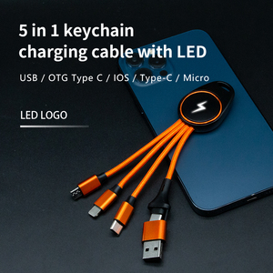 Tất cả trong một LED Light Up Logo sạc nhanh cáp, Keychain USB sạc cáp cho cung cấp cho aways Quà tặng khuyến mãi - Product Image 5