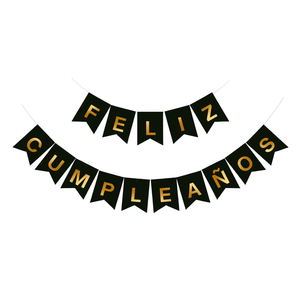 Guirnalda Feliz Cumpleaños con Letras Negras y Doradas, 16 Piezas, 4 Metros, Banner para Fiesta - Product Image 2