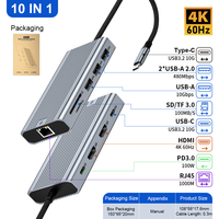 ULT-unite Triple Display Laptop Type c Multi Hub Docking Station USB HDMI 4K 60Hz USBC Hubs 2x HDMI dengan Transfer Data 10Gbps