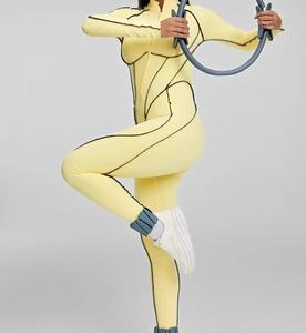 Viviblook Z310JP03 Mono ajustado sexy para mujer, mono informal de manga larga con costuras en contraste y cremallera, mono de una pieza - Product Image 1