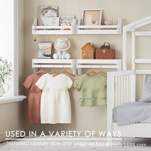 Étagère murale en bois massif blanc à 3 niveaux pour chambre d'enfant, organiseur de livres - Product Image 4
