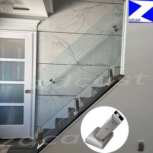 Ringhiera in Vetro Temperato per Scale con Angolo di Inclinazione Regolabile e Supporti in Acciaio Inox - Product Image 3