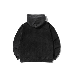 Sudadera con Capucha KingSen, Estilo Acid Wash, Hombros Caídos, para Hombre, Talla Grande, Vintage, Lavada, 100% Algodón, con Botones a Presión, Estilo Urbano - Product Image 5