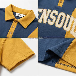 T-shirt di lusso da uomo OEM in 100% cotone pesante, con patchwork a blocchi di colore, vestibilità ampia, ecologica, anti-pilling, stampa personalizzata e ricamo - Product Image 3