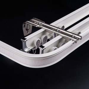 Juego de barras de cortina IKSUN, Riel de cortina curvo blanco marfil, Riel de cortina de techo de aleación de aluminio doble resistente - Product Image 6