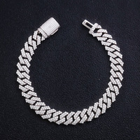 Vente en gros 15 12 10 8 6mm Plaqué Or Solide 925 Argent Sterling Miami Cubain Lien Collier Premium Moissanite Cubain Chaîne pour Hommes