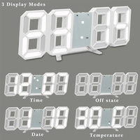 Despertador Digital grande recargable por USB, reloj de pared LED 3D con alarma de repetición