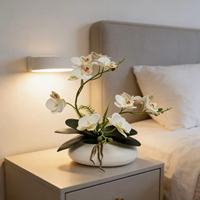 Plante artificielle Phalaenopsis en pot, haute simulation, faite à la main, 3 bouquets, 12 fleurs, mini bonsaï à 5 fleurs, ornement floral pour la maison