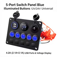 Panneau de commutation 5 voies pour camping-car, étanche IP65, avec voltmètre USB 4.2A, allume-cigare 12V 24V pour bateau, marine, caravane