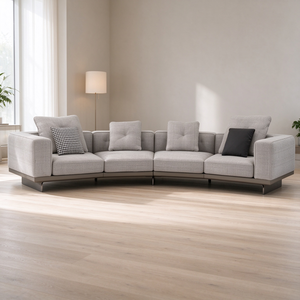 Sofá Moderno con Brazos en Bloque, Asiento Profundo de Perfil Bajo, Respaldo Acolchado, Tapizado en Tela, Seccional, para Sala de Estar, Apartamento, Villa - Product Image 3