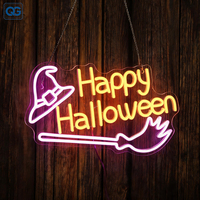 Enseigne lumineuse LED néon en acrylique en forme de citrouille, personnalisée, étanche IP54, à fixer au mur, pour décoration intérieure/extérieure d'Halloween