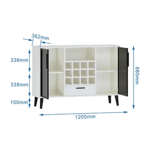 거실 가구 금속 알루미늄 와인 보관 캐비닛 2 유리 문 와인 랙 캐비닛