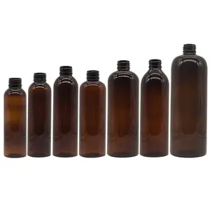 カスタム環境にやさしい100ml120ml 250ml 300ml 500mlPETプラスチック琥珀色化粧品ボトルシャンプーボトル竹ローションポンプスプレー付き