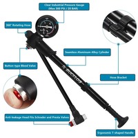 Pompe à vélo BUCKLOS 300 PSI haute pression, pompe pour fourche avant de vélo, gonfleur portable à valve Schrader, accessoires multifonctionnels pour vélo