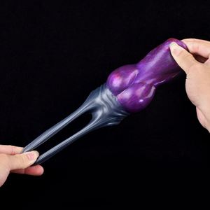 NNSX Fantasy Dog Knot Penis Sleeve Large Silicone Sheath Cock Enlargement & Extender Open Ended Hollow <b>Dildo</b> Sex Toys for Men - Product Image 4