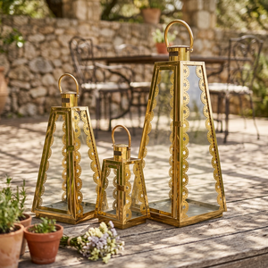 Portavelas de Acero Inoxidable Chapado en Oro de Lujo, Faroles de Diseño para Decoración del Hogar y Bodas - Product Image 6