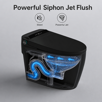 Siège de toilette chauffant intelligent en céramique avec télécommande, désodorisation automatique, capteur de pied, double chasse d'eau allongée (P-Trap/S-Trap)