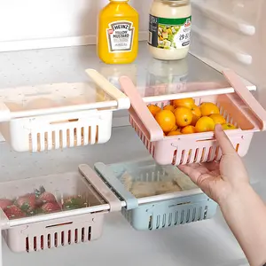 Retractable Drawer Fridge Shelf Holder Basket Container Box Refrigerator Storage