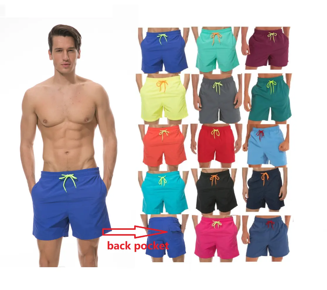 Custom LOGO Mens swim wear beach shorts Men Running Sports Short Pants Man Solid plain Surf board Trunks shorts