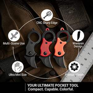 Ensemble de couteaux portables miniatures multicolores en acier inoxydable et aluminium, outil <span class=keywords><strong>EDC</strong></span> multifonctionnel de type collier pour couper les cordes et ouvrir les emballages - Product Image 3
