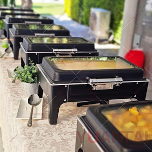 Set <span class=keywords><strong>Buffet</strong></span> Deluxe per Ristoranti, Scaldavivande Idraulico da 9L, Chafing Dish Nero per Mantenere il Cibo Caldo - Product Image 1