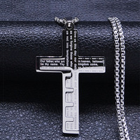 Mode acier inoxydable chrétien Bible croix pendentif jésus amulette collier pour hommes femmes catholique prière foi bijoux cadeau