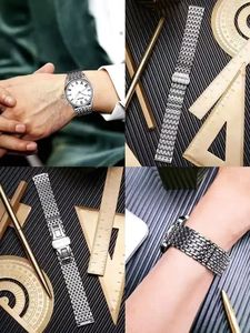 12/14/16/18/20/22MM <span class=keywords><strong>Bracelet</strong></span> de montre en acier inoxydable à maille ultra mince 9 perles Bracelets à extrémité droite remplacement pour montre <span class=keywords><strong>SKX</strong></span> RLX - Product Image 6