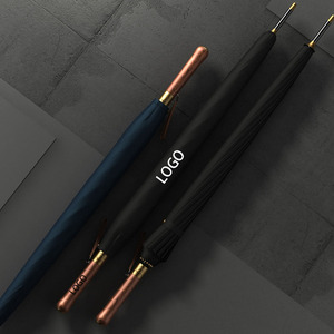 Chất lượng cao màu đen lớn sang trọng quý ông khuyến mại ô dù với logo bán buôn Windproof Golf ô gỗ móc - Product Image 5