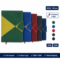 Carnet en cuir personnalisé avec logo, couverture rigide A5, bloc de couleur, rabat triangulaire, agenda, 5 couleurs, vente en gros, OEM
