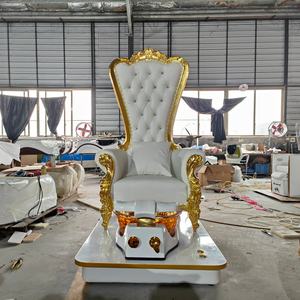 Fauteuil de pédicure et de manucure de luxe blanc avec siège inclinable, lampe LED, baignoire sans tuyau, capitonnage en PU pour salon de manucure - Product Image 6