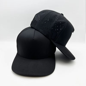 Casquettes de golf noires à 5 panneaux, motif léopard découpé au laser, tissu Oxford imperméable, logo personnalisé, broderie 3D, casquettes de baseball sportives - Product Image 1
