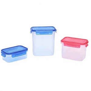 Ensemble de 4 contenants de stockage alimentaire rectangulaires en plastique avec couvercles à clipser pour la préparation des repas de rentrée scolaire dans la cuisine - Product Image 1