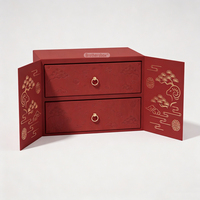 Boîte d'emballage en carton rigide de luxe recyclable avec logo personnalisé pour services à thé, boîte à tiroir de luxe à double couche