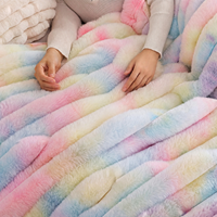 Couverture double en fausse fourrure arc-en-ciel super douce et épaisse pour l'hiver