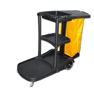 Carrello Multiuso Nero per Pulizie con Borsa Gialla per Uso Professionale - Product Image 1