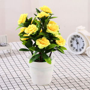 Artificielle Rose En Pot Bush Arbre Plante Rouge Faux <span class=keywords><strong>Mini</strong></span> Rose Fleurs Bonsaï Décor À La Maison Jardin Porche - Product Image 4