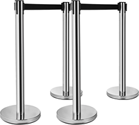 Courroie rétractable en acier inoxydable Stanchion Post Crowd Control Que Manager avec base en caoutchouc plastique durable